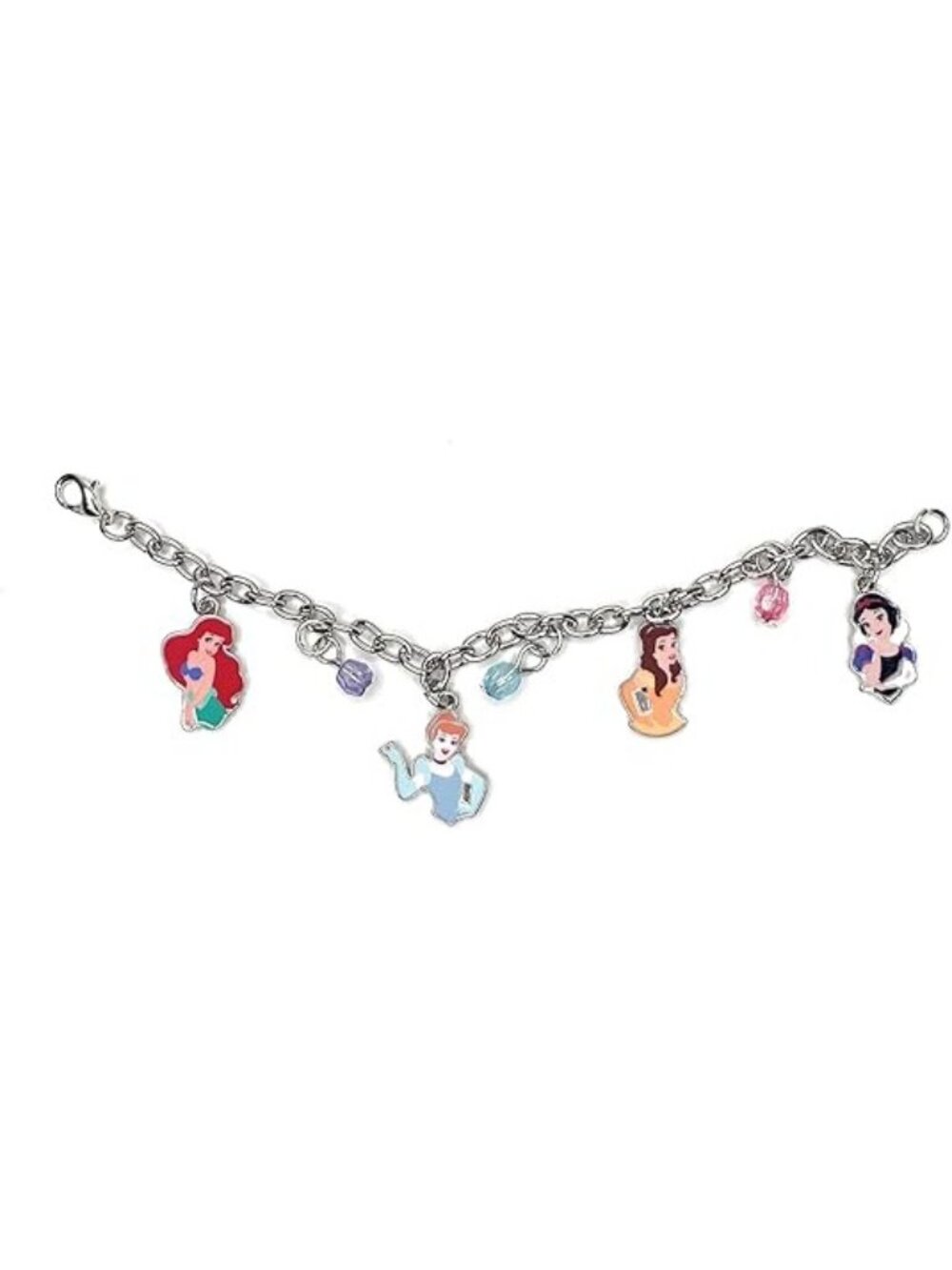 Disney Princess Charm Bracelet With Ariel Cinderella Belle & Snow White Charms -
